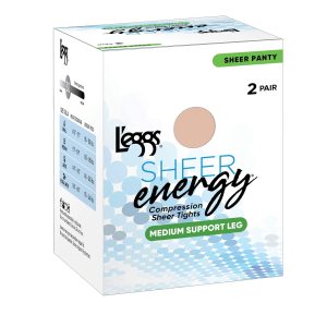 L'eggs Sheer Energy Medium Support Compression Tights, 2-Pairs