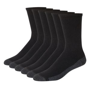 Hanes Double Tough Men's Crew Socks, Max Cushion, 6-Pairs