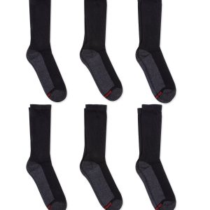 Hanes Double Tough Men's Crew Socks, Comfort Top, Shoe Sizes 12-14, 6-Pairs