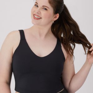 Hanes Moves Women's V-Neck Crop Bralette, Light Support