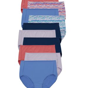 Hanes Women's Brief Underwear, Moisture-Wicking, 10-Pack