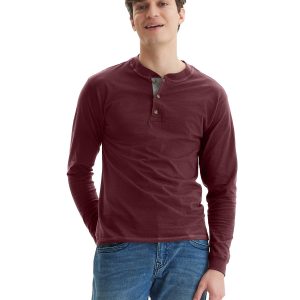 Hanes Beefy-T Men's Long Sleeve Henley