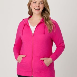 Hanes Women's Slub Jersey Full Zip Hoodie