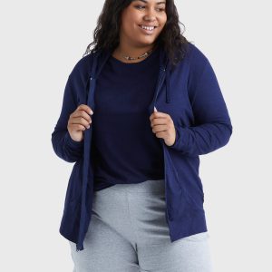 Hanes Just My Size Women's Full-Zip Slub Hoodie (Plus Size)