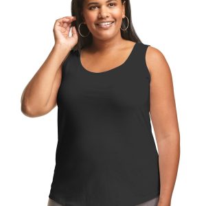 Hanes Just My Size Women’s Cotton Jersey Tank, Shirttail Hem (Plus Size)
