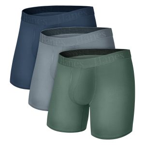 Hanes Originals Men's SuperSoft Boxer Brief Underwear, Viscose from Bamboo, Assorted, 3-Pack