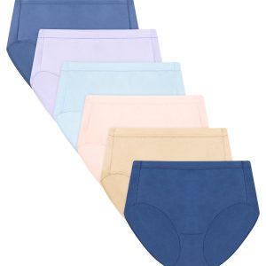 Hanes Pure Comfort Women’s Brief Underwear, Organic Cotton, Assorted, 6-Pack