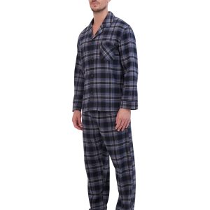 Hanes Men’s Flannel Pajama Set, Notch Collar