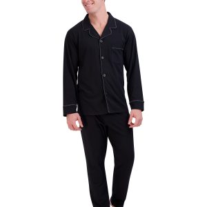 Hanes Men’s Pajama Set, Notch Collar, Cotton Blend