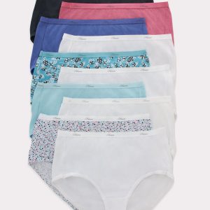 Hanes Women's Breathable Cotton Brief Underwear, White or Assorted, 10-Pack