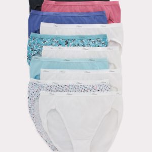 Hanes Women's Breathable Hi-Cut Cotton Underwear, Assorted, 10-Pack