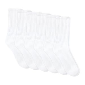 Hanes Unisex Plain White Socks Pack, 6 Pairs, Crew Socks