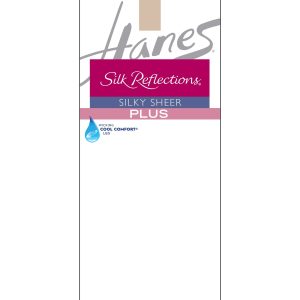 Hanes Silk Reflections Knee Highs, Enhanced Toe, 2-Pack (Plus Size)