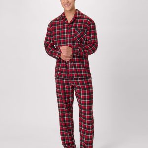 Hanes Men's Flannel Pajama Set, Button Down