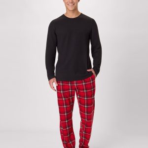 Hanes Men's Micro Fleece Pajama Set, Plaid Print