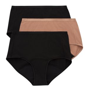 Hanes Comfort, Period. Women's Brief Period Underwear, Super Leaks, 3-Pack
