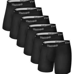 Hanes Men's Underwear Boxer Briefs Pack, 6-Pack, Stretch Cotton, Moisture Wicking