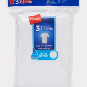 Hanes Toddler Boys' Crewneck Undershirt, White, 3-Pack