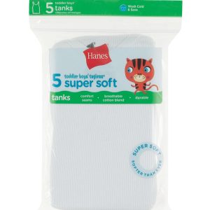 Hanes Toddler Boys' Tank, White, 5-Pack