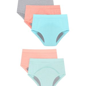 Hanes Confident Nights™ Toddler Girls' Heavy Absorbency Underwear Briefs Pack, 5-Pack, Cotton, Odor Control, Solids