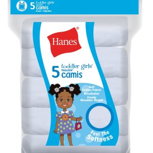 Hanes Toddler Girls' Knit Cami, White, 5-Pack