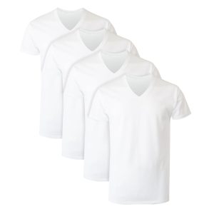 Hanes Ultimate Men's Moisture-Wicking V-Neck Undershirt, White, 4-Pack