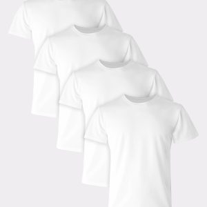 Hanes Ultimate Comfort Fit Men's Crewneck Undershirt, White, 4-Pack
