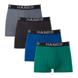 Hanes Ultimate Comfort Flex Fit Total Support Pouch Men's Trunk Underwear, Assorted, 4-Pack