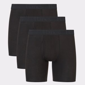 Hanes Originals Ultimate Men's SuperSoft Boxer Brief Underwear, Black, 3-Pack