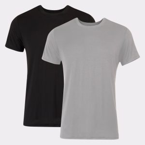 Hanes Originals Ultimate Men's SuperSoft Crewneck Undershirt, Black/Grey, 2-Pack