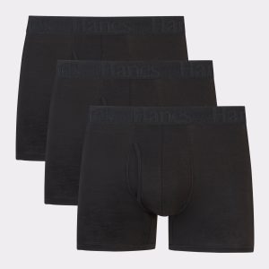 Hanes Originals Ultimate Men's SuperSoft Trunk Underwear, Black, 3-Pack