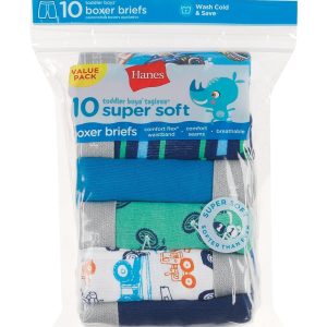 Hanes Toddler Boys' Boxer Brief Underwear, 10-Pack