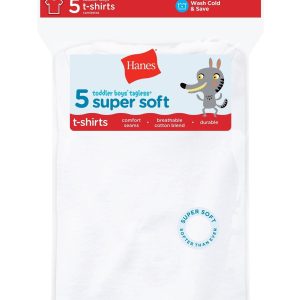 Hanes Toddler Boys' Crew Undershirt, White, 5-Pack