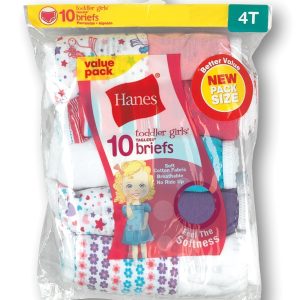Hanes Toddler Girls' Cotton Brief Underwear, 10-Pack